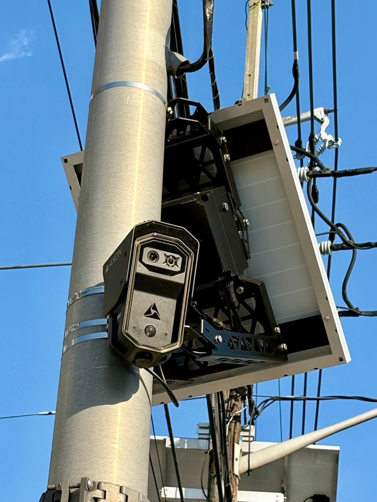 An automated license plate reader at an intersection in suburban New Jersey, where lawmakers are weighing restrictions preventing sharing data with out-of-state law enforcement officers. Photo credit: NJ State House News Service